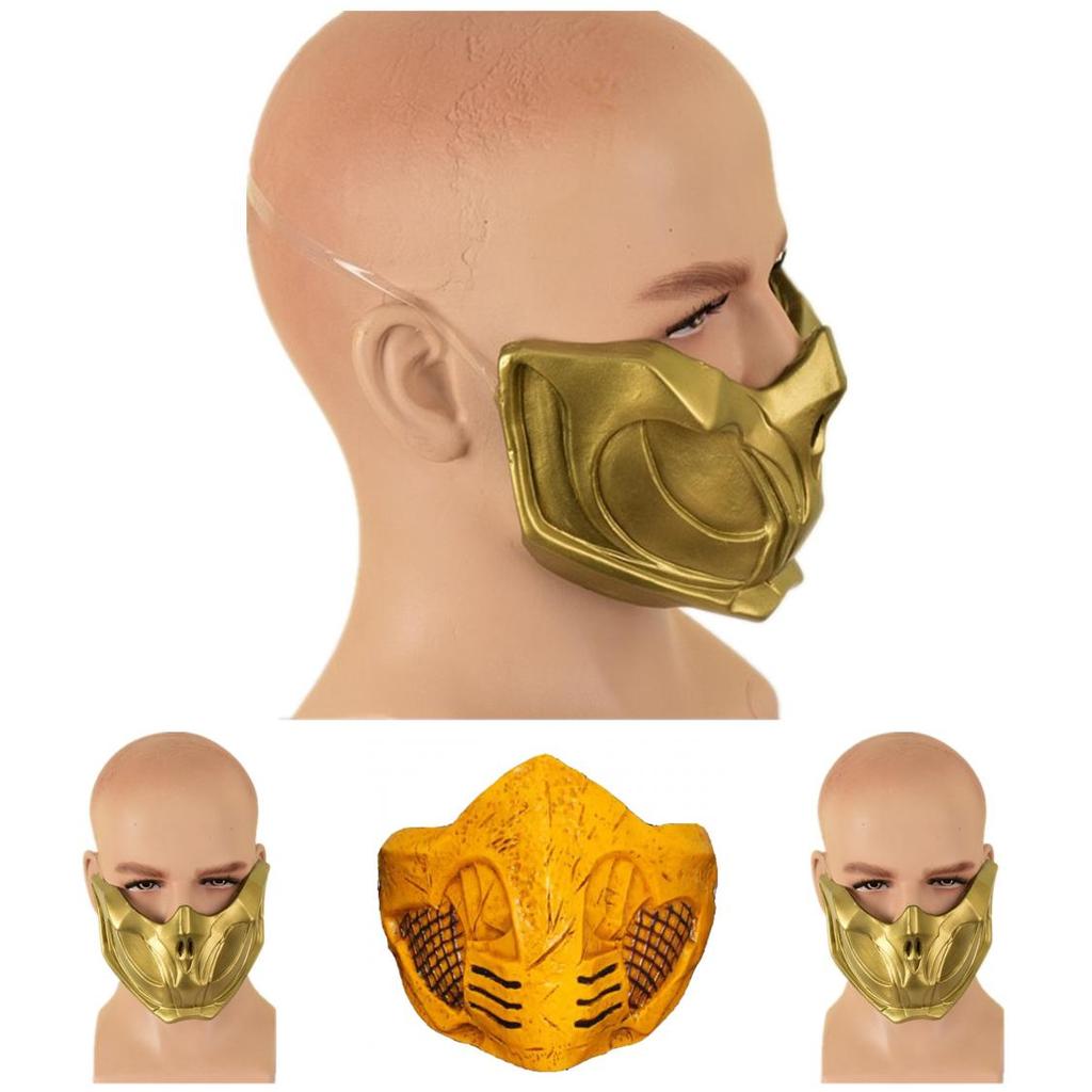 Masca Latex Jumătate Față Scorpion Nouă Mortal Kombat 11 Pentru Costum Cosplay Halloween