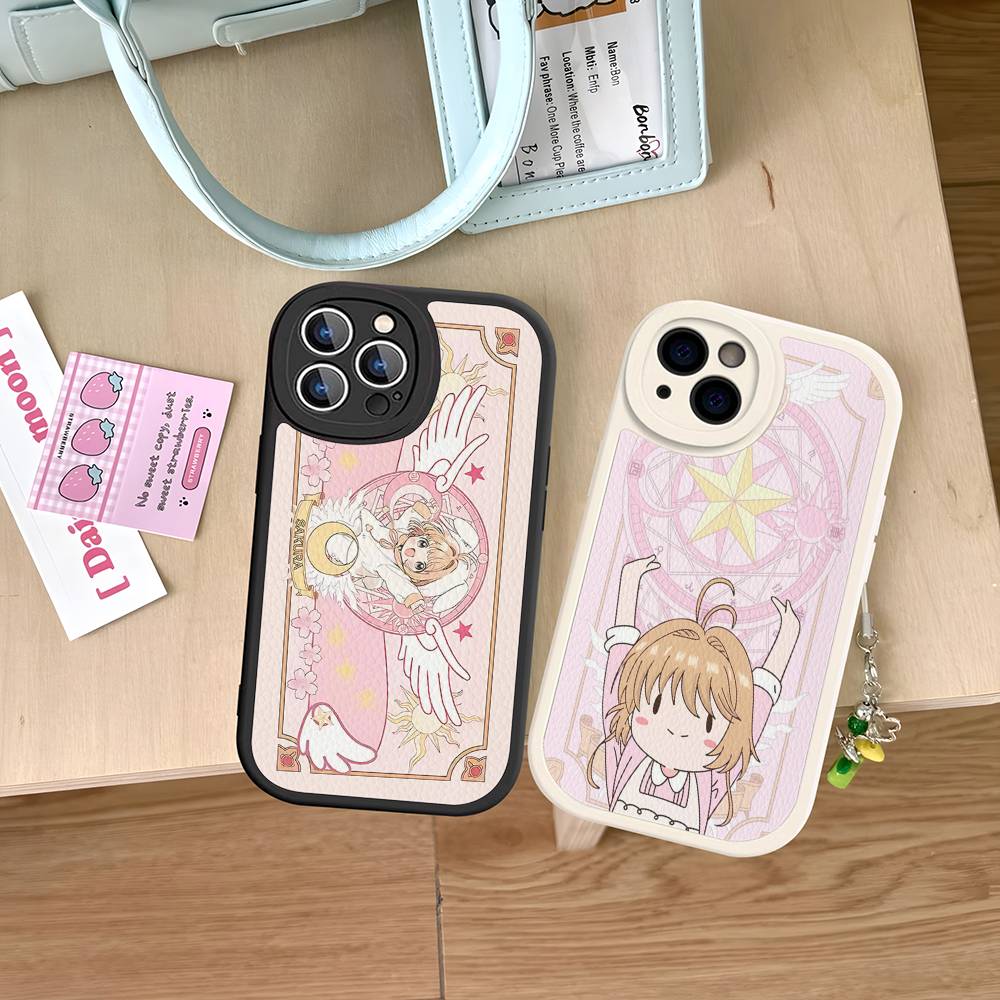 C-Cardcaptor Sakura Phone Case for iPhone 16 15 14 11 12 13 Pro Max Plus Back Leather Shell