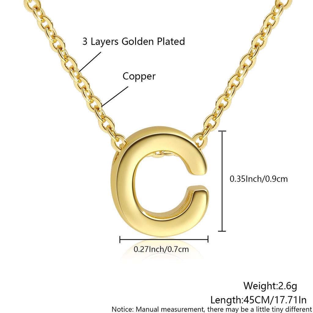 26 Large Capital English Letter Necklace Polished Smooth Hole-Punched Pendant Fine Chain Women's Item