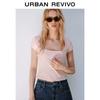 UR2026 Women's Casual U-Neck Slim Fit Short Sleeve Crop Top