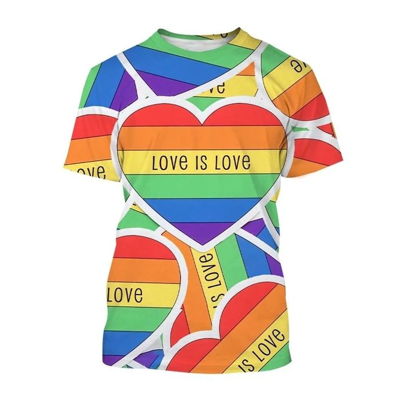 Summer Happy Pride Day Rainbow 3D Print T-Shirts Men Women Short Sleeve T Shirt Oversized Harajuku Y2k Tees Tops Kids Clothing