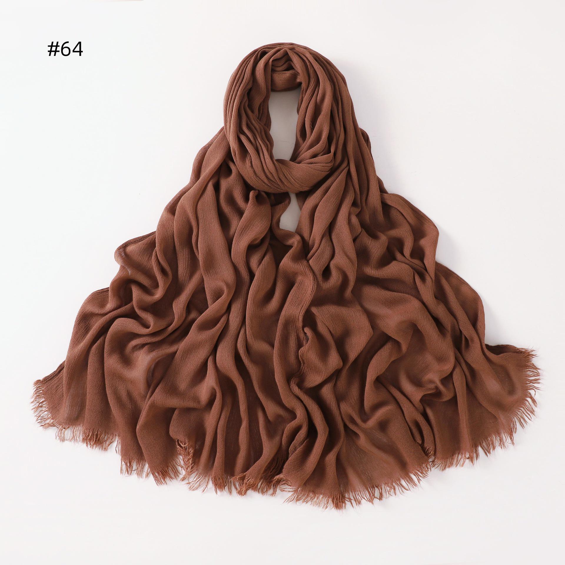

Women s 100% Rayon Pleated Solid Color Scarf with Frayed Hem 190 cm