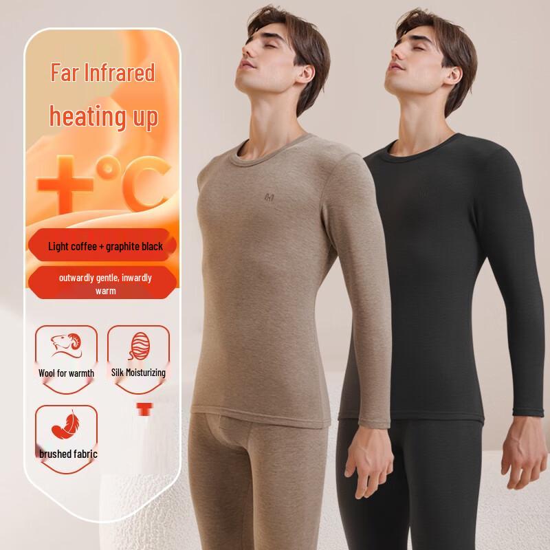 Hengyuanxiang Men's Fleece-Lined Thermal Underwear Set