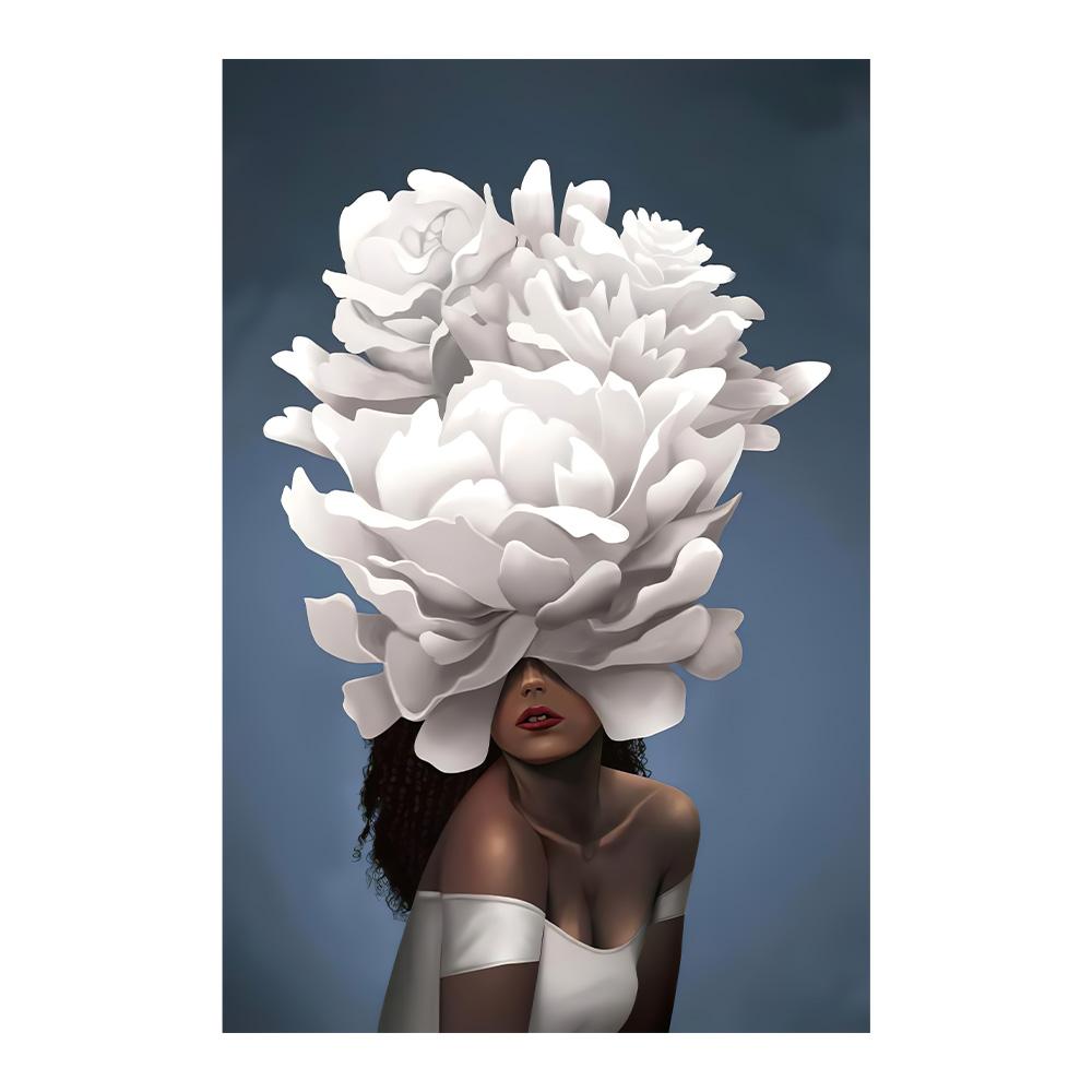 Nordic Flowers Head Woman Canvas Paintings On the Wall Art Posters And Prints Feather Girls Wall Pictures Home Decoration