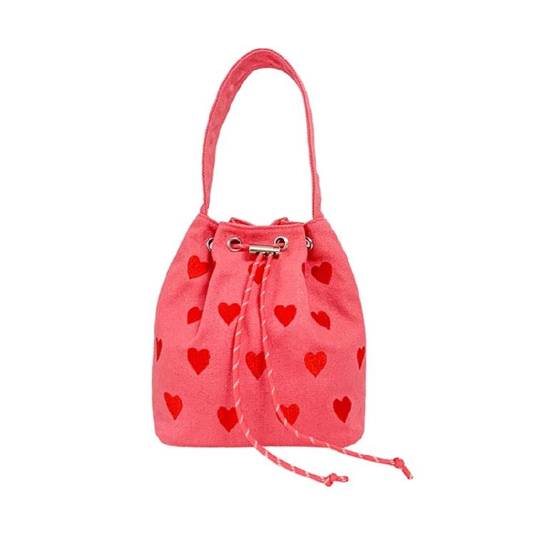 Сумка на плечо со шнурком Холщовая сумка через плечо Сумка-портмоне Сумка-ведро на шнурке розовый 1190₽