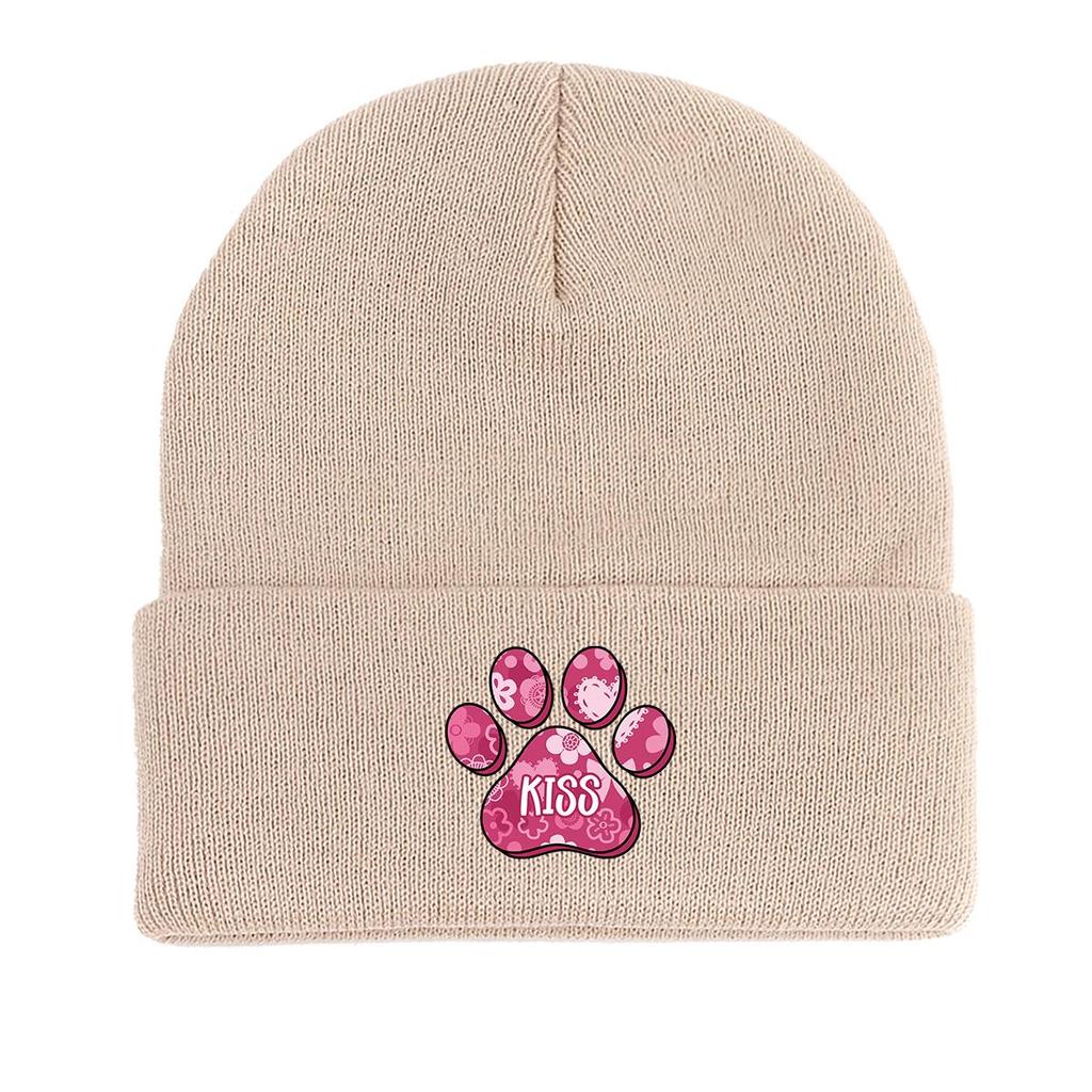 Dog Cat Paw Print Heart Knit Hat Beanie, Valentine's Day "XOXO LOVE KISS", 8 Patterns 10 Color 80 Different Caps, Cozy Stylish Knitted Cap Beanie