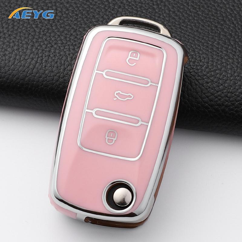 

For Vw Bora Polo Tiguan Jetta Passat B5 B6 B7 Golf Beetle For Skoda Octavia Tpu Car Key Case Full Cover Shell For Volkswagen