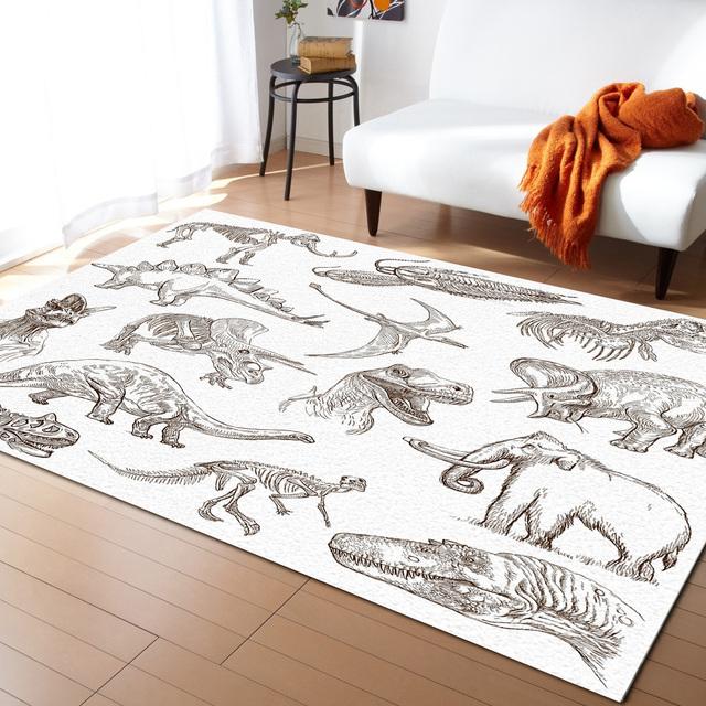 Cartoon Dinosaur Carpets for Living Room Home Decor Children's Room Anti-slip Crawling Mat Bedroom Bedside Foot Pad Doormat