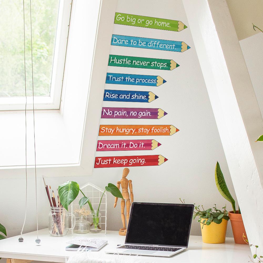 Creative Motivational Phrase Colored Pencil Study Room Home Background Decorative Wall Sticker