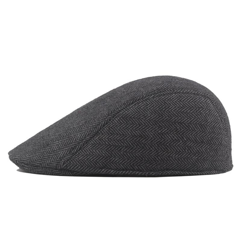 tweed newsboy hat peaked cap herringbone fully sealed forward hat men's autumn and winter thermal beret