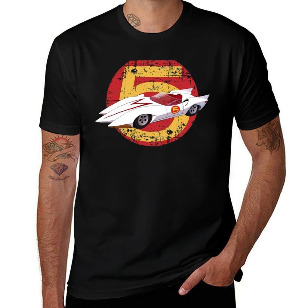 Mach 5 Distressed TShirt Classic Crew Neck Cotton TShirt