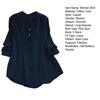 Woman Shirt Semi-open V Neck Buttons Placket Long Sleeves Pullover Casual Wear Solid Color Top Blouse Summer Casual Loose T-shirt Commuter Clothes