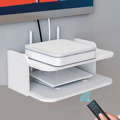 2-laags zwevende planken Wifi-router Hangende laag Multi-tap-stopcontact Settopboxhouder Kabelbeugel Muurbevestiging Opbergorganizer