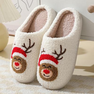 Fashion Shevalues Winter Women Slippers Cute Christmas Slippers Men Exquisite Fluffy House Shoes Bedroom Soft Sole Home Shoes for Gift