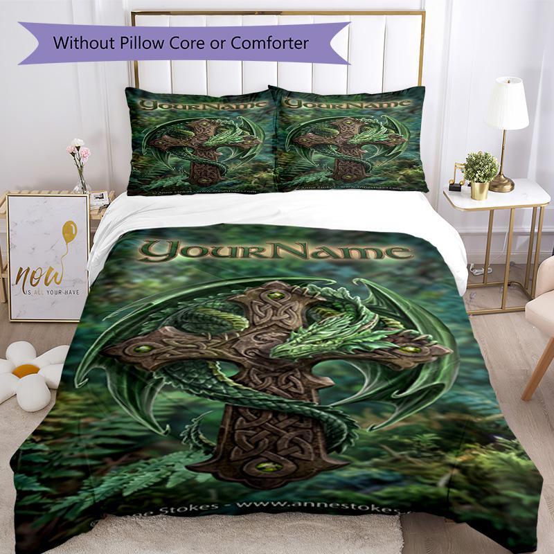 Gothic Illustrations Customize Your Name Bedding Set Breathable Duvet Cover with Pillowcases Home Decoration Birthday Gift