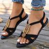 Summer women's casual and comfortable bead flat sandals