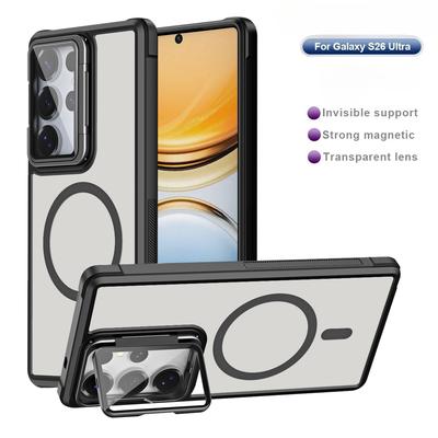 Magnetic Shockproof Phone Case for Samsung Galaxy S26 S25 Ultra S24 Plus S23 FE Invisible Bracket Acrylic Lens Protection Cover