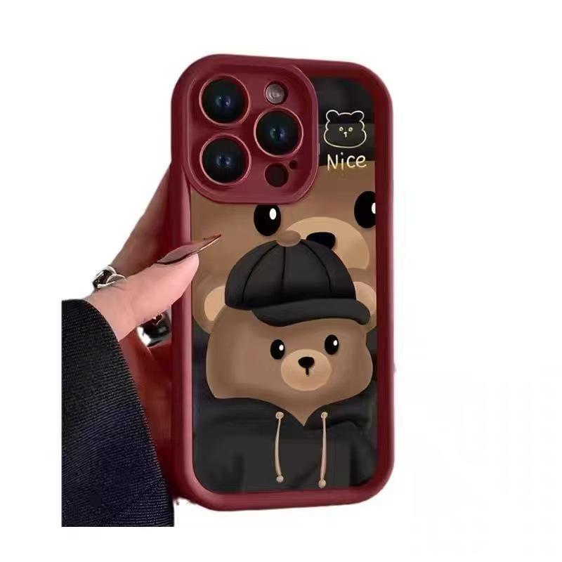 Custodia per telefono a prova di caduta con orsetto marrone per iPhone 17, 16 Pro Max, 15 Pro, 14 e 13