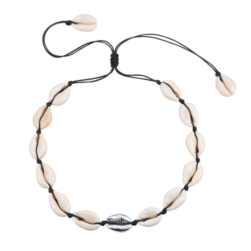 Náhrdelník z mušlí Conch Dámské šperky Letní plážový mušlový choker Bohémský provázkový náhrdelník z kauri korálků Ručně vyráběný límec Ženský