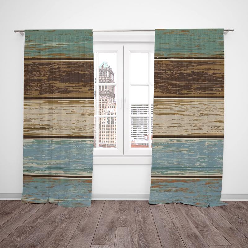 2pcs- Multi-color Artificial Wood Board Polyester Curtains, Bathroom, Bedroom, Living Room, and Family Room Decorative Curtains