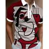Skull Candy Print Short Sleeve Polo, Trendy Casual Zip-Up Polo