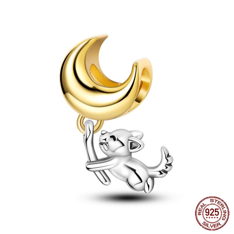 Real Copper Pink Rabbit Cat Dog Animal Charms Beads Fit Qikaola Original Bracelets Diy Birthday Jewelry Making