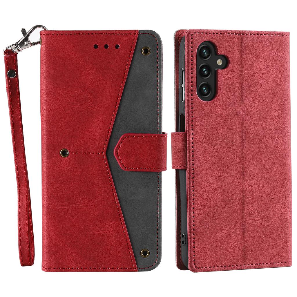 For Samsung Galaxy A16 5G/A16 4G Leather Case Splicing Stitching Wallet Stand Phone Cover with Strap