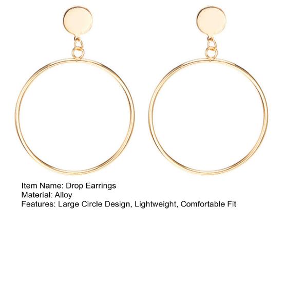 1 Pair Drop Earrings for Women, Large Circle Draped Style Earrings, Small Face Enhancing Earrings for Daily Wear Casual Commuting
