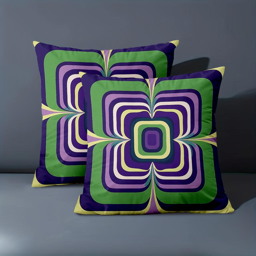 1 Pieces Retro Groovy Geometric Square Throw Pillow Covers Pattern Cushion Cover Suitable For Sofa Bedroom Car Pillow Cover