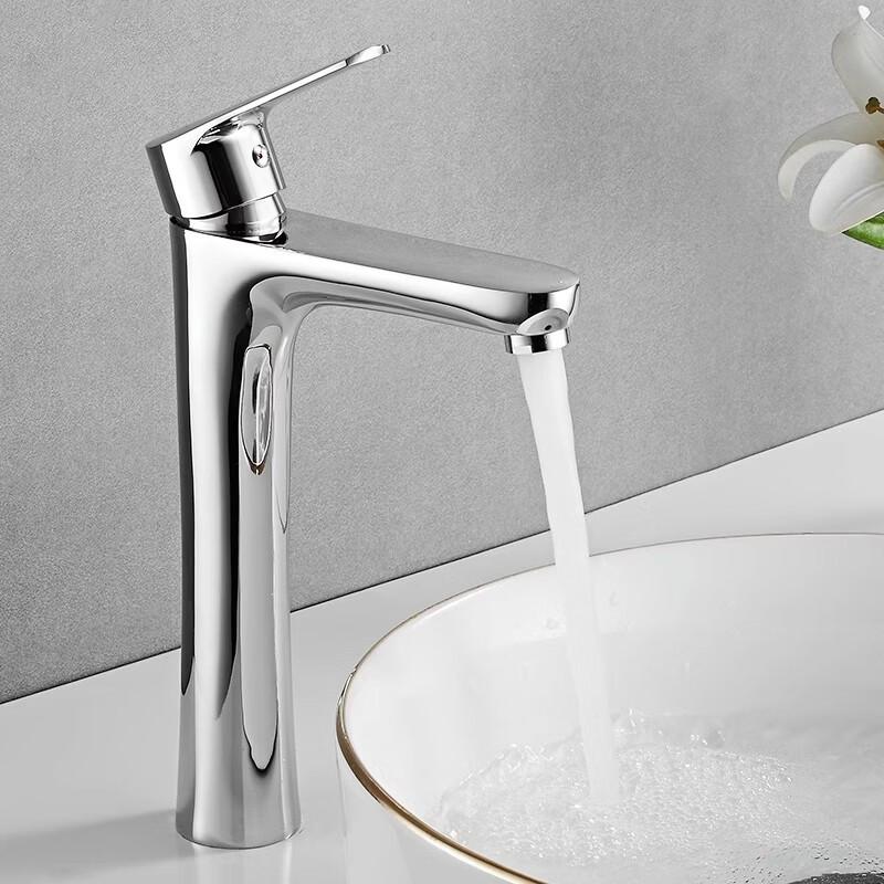 OEING Tall Brass Hot & Cold Single-Hole Basin Faucet