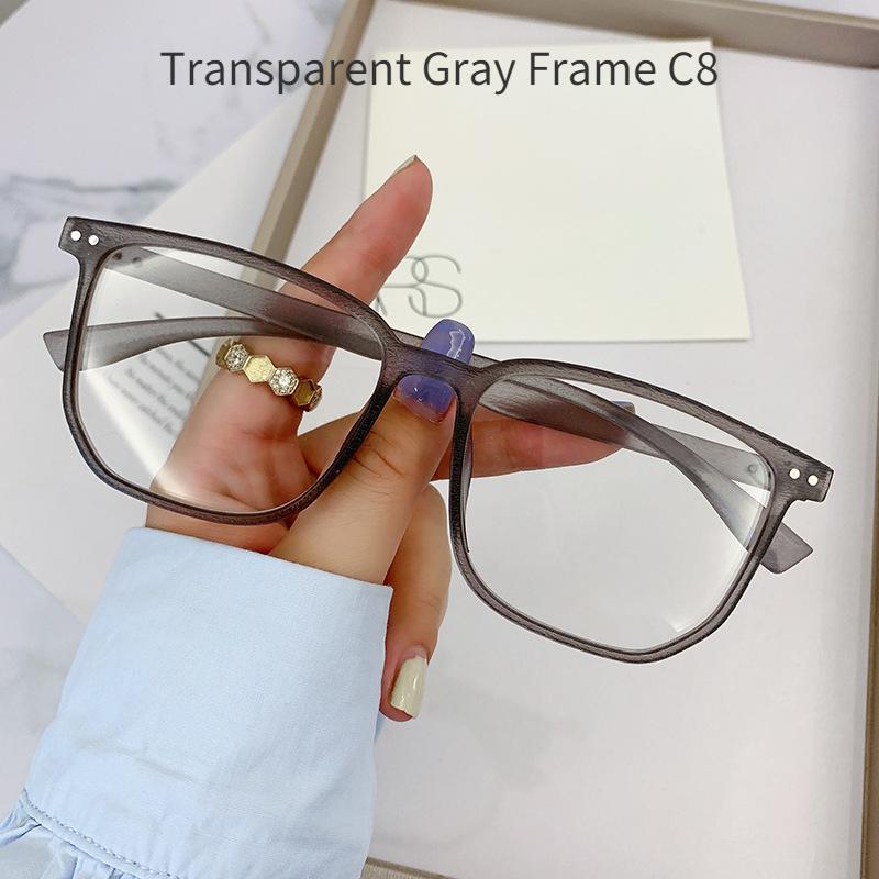 

Ultralight Intelligent Photochromic Grey Myopia Glasses With Retro Wood Grain Frame Anti Blue Light Prescription Eyewear -6.0