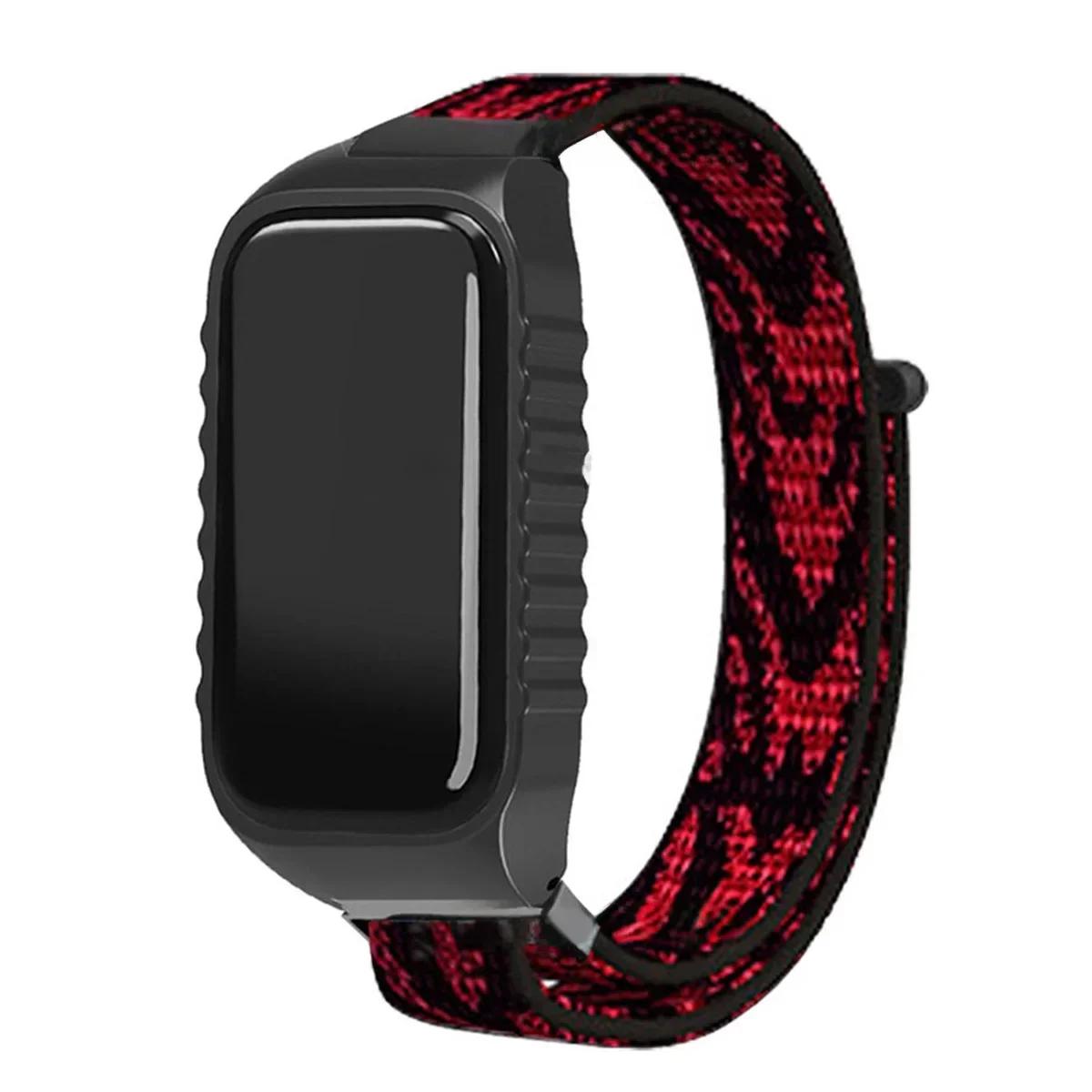 

For Xiaomi Smart Band 8 Active Strap Nylon Loop Wristband Bracelet For redmi 2 Smart Watch Band Correa Belt Accessories For Mi Band 8 Active червоний колір чорний
