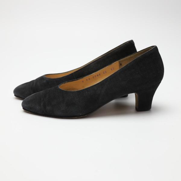 Burberry 23E Pumps Chunky Heel Suede Black Women Storage Box Used