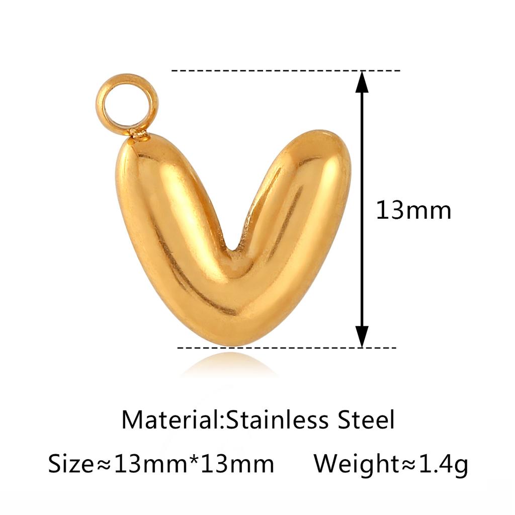 3Pcs Bubble Letter Charms Fadeless Gold Color PVD Plated Balloon Alphabet A-Z Pedant DIY Initial Necklaces Women Jewelry Making