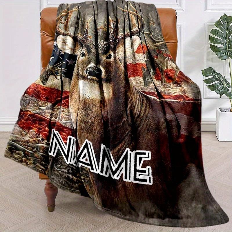 Deer Customize Your Name Blanket Warm Comfortable And Soft Blankets Are Suitable For Home Lunch Break Blanket Office Sofa Sofa Gift To Relatives And