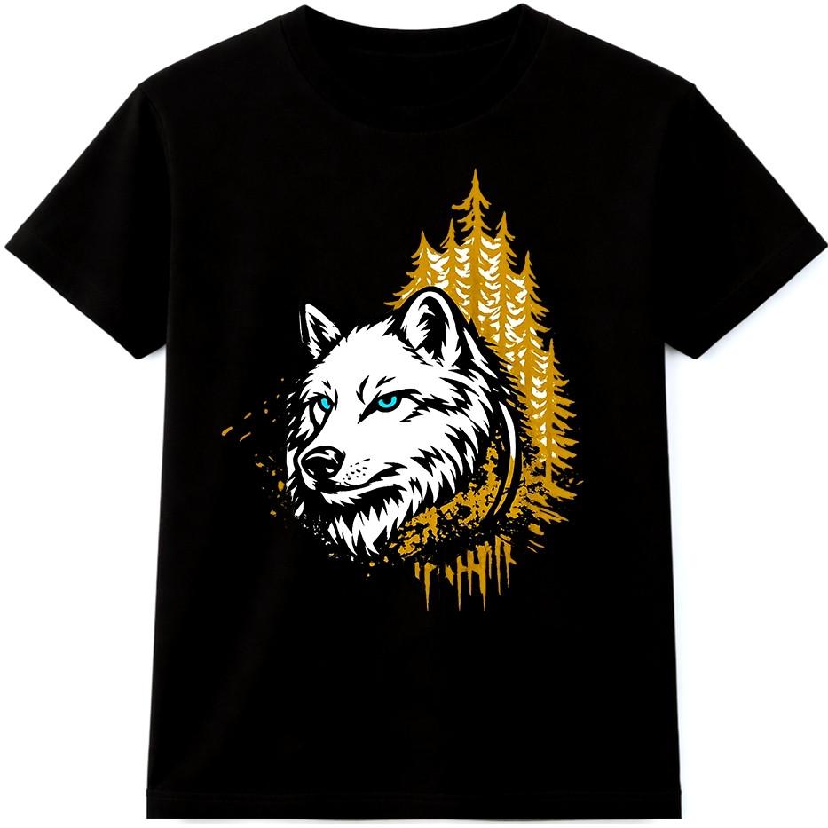 Wolf Blue Eyes T Shirt Forest Wildlife Nature Animal Graphic Tee S разноцветный