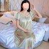 Plus Size Women's Ice Silk Short Sleeve Mid-Length Nightgown Summer Chiffon Dress