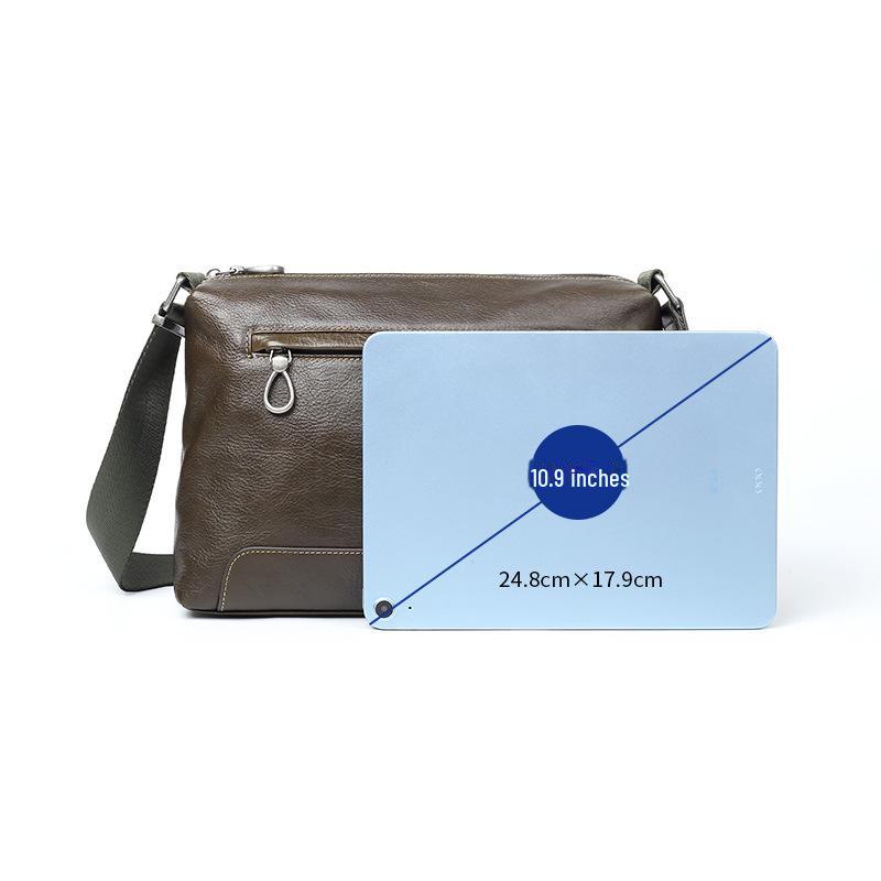 Stylish Men's Genuine Leather Messenger Bag – Casual, Large Capacity Shoulder Bag with Top Layer Cowhide