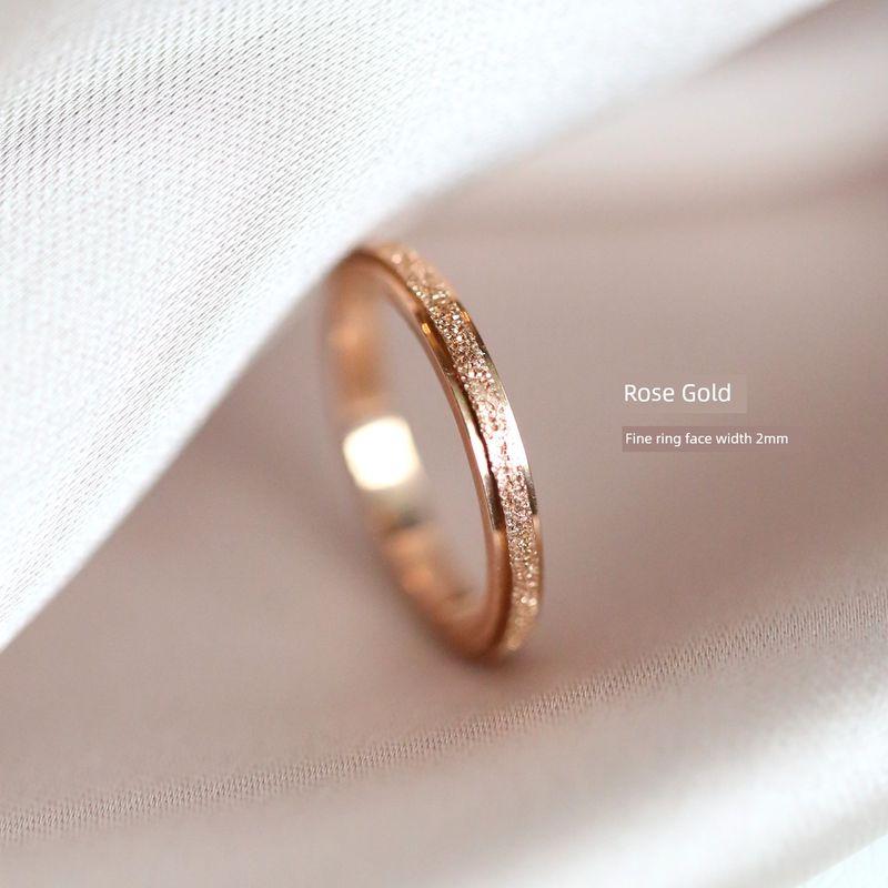 

Peach Mom! Minimalist Simple Bracelet ~ Fashion Titanium Steel Plated 18K Rose Gold Frosted Ring Female Tail Ring Colorfast [Narrow Version 2mm] Rose Gold Us Size 8