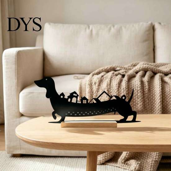 Christmas Tabletop Display Dachshund Advent Calendar, Metal Countdown Decor, 1-24 Seasonal Calendar Days Holiday Dog Ornament, Xmas Gift for Lovers