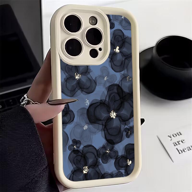 Diamond Floral Design Silicone Phone Case For Samsung Galaxy S25 S24 S23 S22 S21 S20 Ultra Plus FE A15 A35 A54 A55 Cover