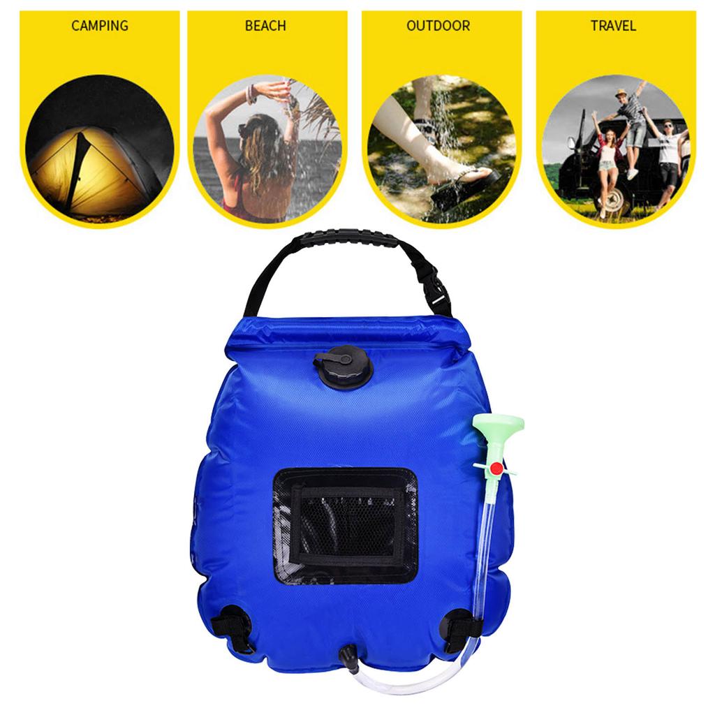 Solarduschebeutel 20L Großes Fassungsvermögen Wasserspeicher Badezubehör für Outdoor-Camping Blau 20L