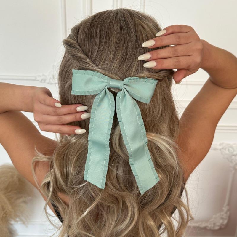 Big Bow Streamer Hairpin Jewelry Female Exaggerated Fashion Temperament Lace Ruffled Hair Accessories
