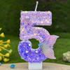 1pc Purple Mermaid Tail Glitter 0-9 Number Candle Decoration Anniversaire Birthday Party Candle Cake Decoration Toos for Girls