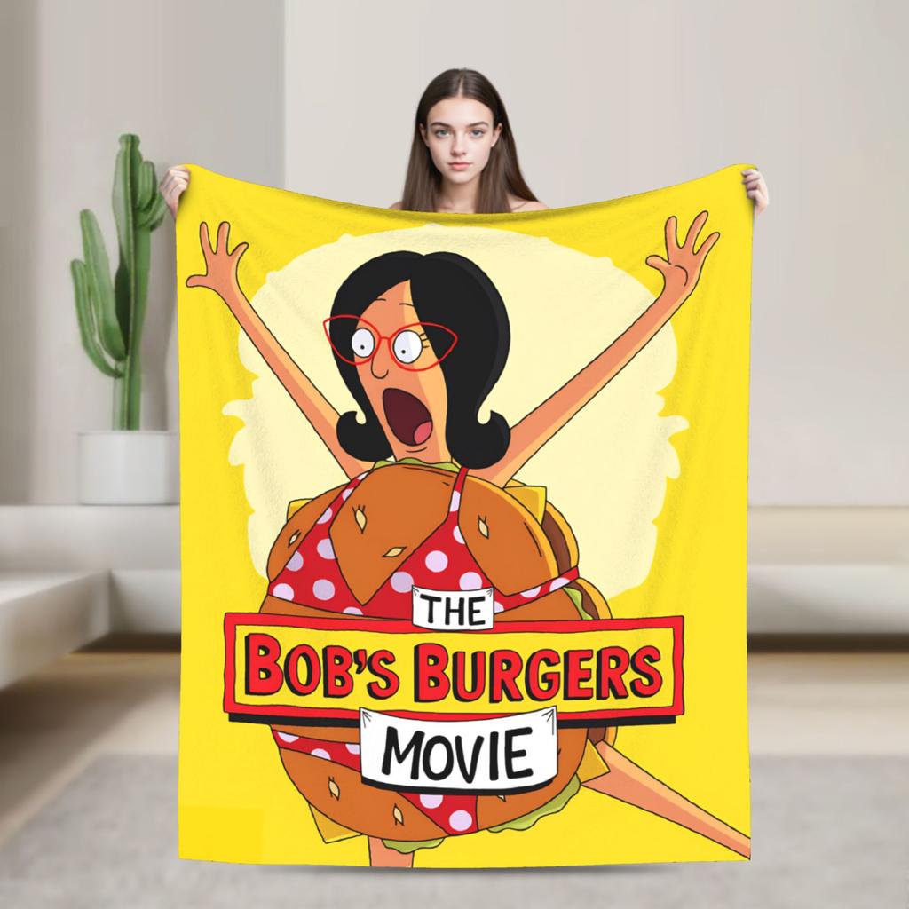 Super Warm Blankets Camping Anime Bobs Funny B-Burgers Throw Blanket Movie Flannel Bedspread For Home Decor Trend Sofa Bed Cover