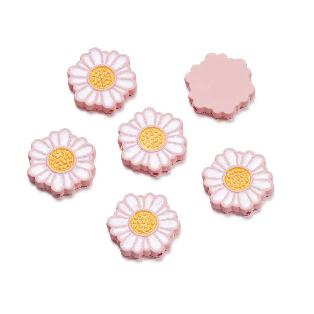 5Pcs/Lot 23*24.6mm Acrylic Daisy Shape Loose Spacer Beads for DIY Jewelry Making Necklace Bracelet Findings Accessories