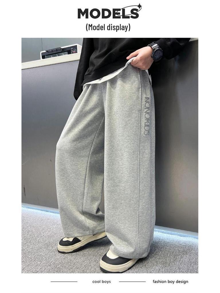 Boys' Winter 2025 Velvet Sweatpants - Trendy Long Pants for Kids