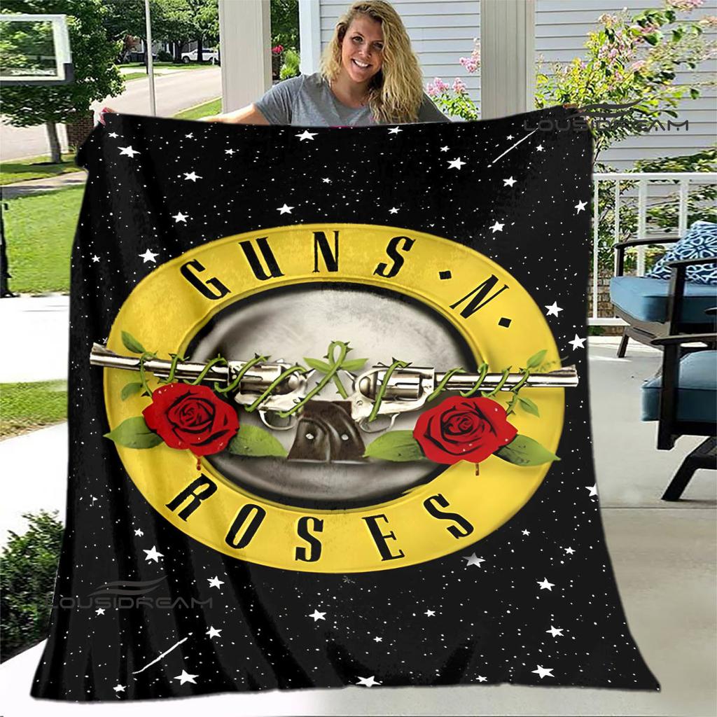 Guns n'roses band retro print blanket Flannel Soft Comfort Blanket Home Travel Blanket Kids Warm Blanket birthday gift