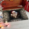 Anti Slip Kitchen Floor Runner 3D Christmas Entrance Rug, Santa Claus Snowman Mat, Non-slip Soft Crystal Velvet Mat Festive Rug for Front Door
