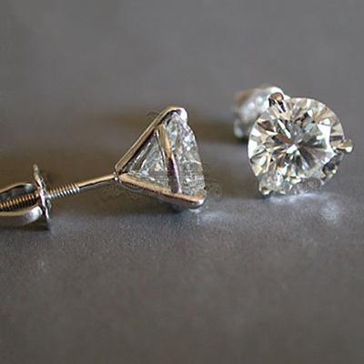 Fashion Women Three-Prong Martini Stud Earrings Silver Color Wedding Jewelry 12 Colors